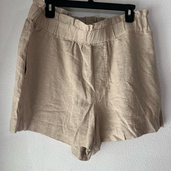 A new day shorts, high waisted oatmeal linen blend size L NWT - Picture 1 of 5